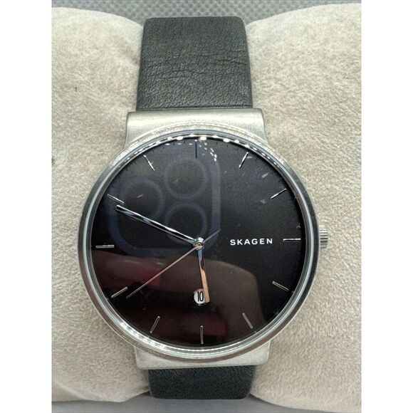 Skagen Ancher SKW6320 Men's Black Leather Analog Dial Quartz Wrisr Watch AEA214 - Picture 1 of 11